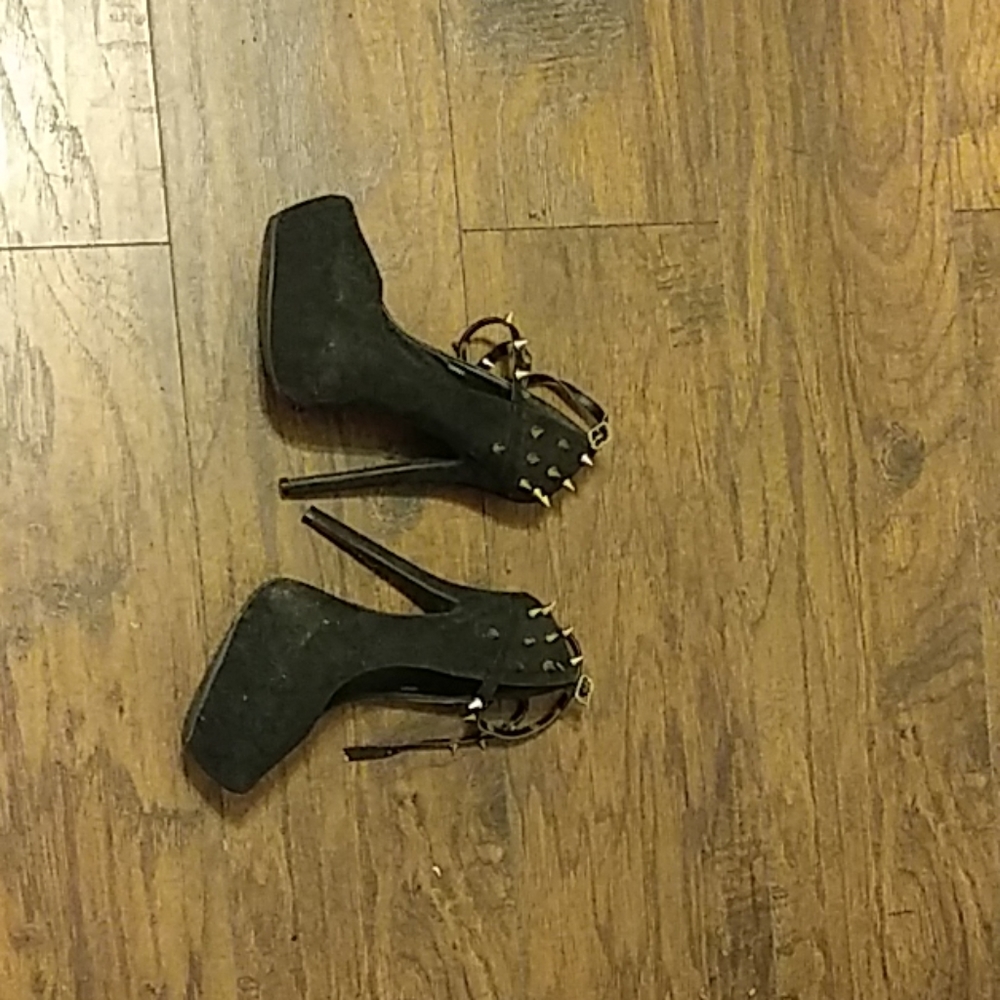 Black spike heels